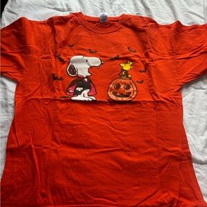 Peanuts Orange Halloween Snoopy & Woodstock Short Sleeve Tee